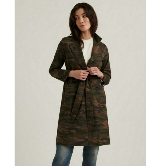 NWT Lucky Brand Green Camo Belted Trench Coat Size S - Picture 3 of 9